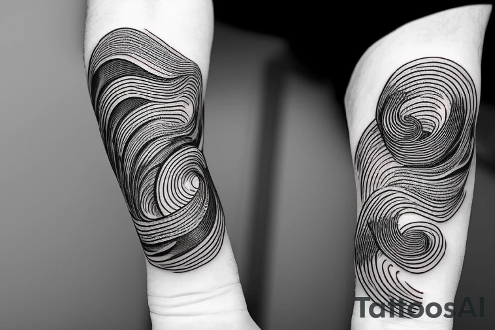 armband black waves line rope tattoo idea