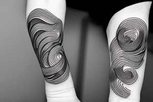 armband black waves line rope tattoo idea