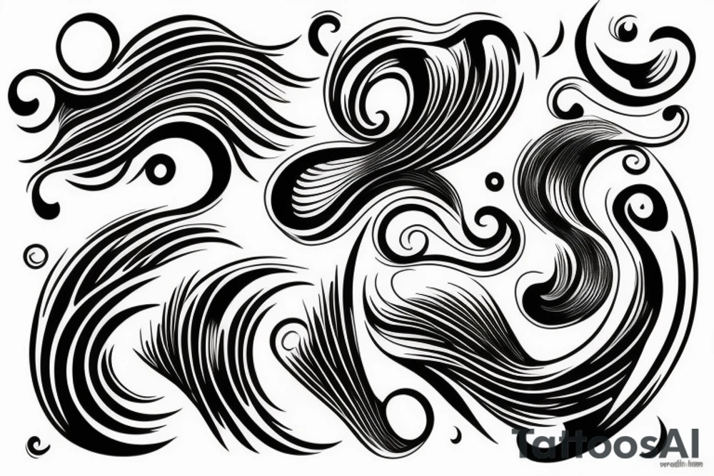 armband black waves line tattoo idea