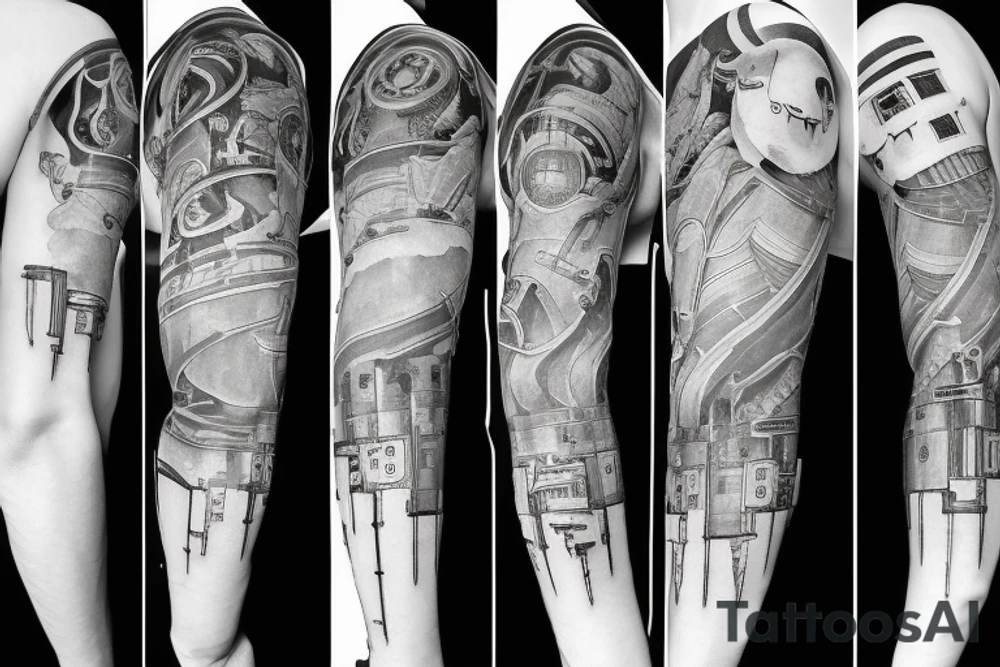Mechanical Engineering sleeve, robotics tattoo idea