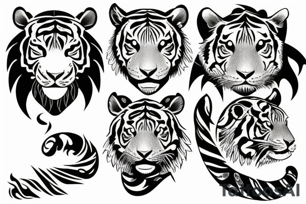Tiger sun tattoo idea