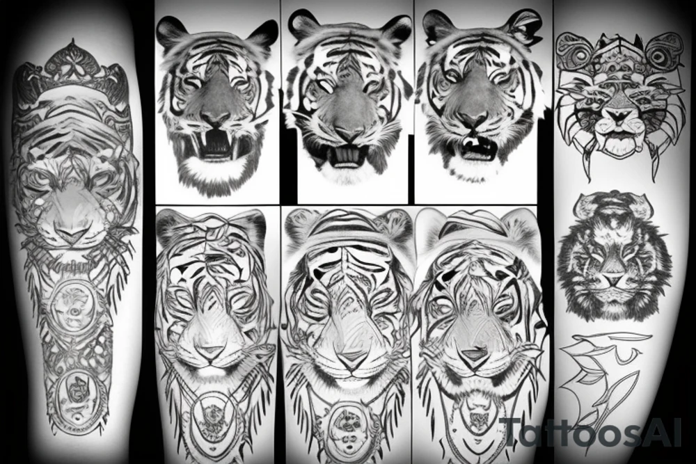 Tiger sun tattoo idea