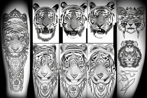 Tiger sun tattoo idea