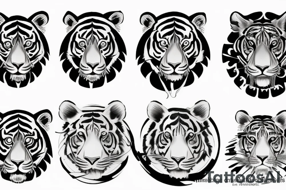 Tiger sun tattoo idea