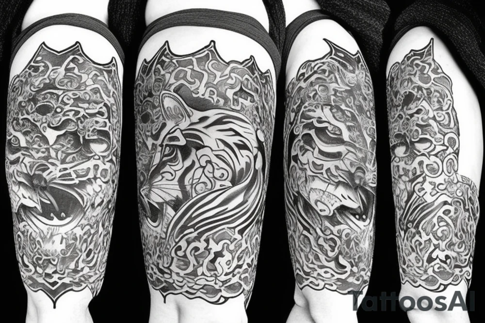 Tiger sun tattoo idea