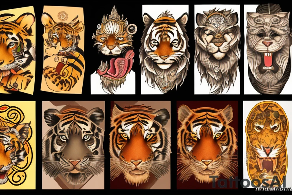 Tiger sun tattoo idea