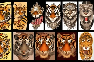 Tiger sun tattoo idea