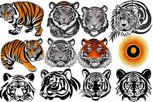 Tiger sun tattoo idea