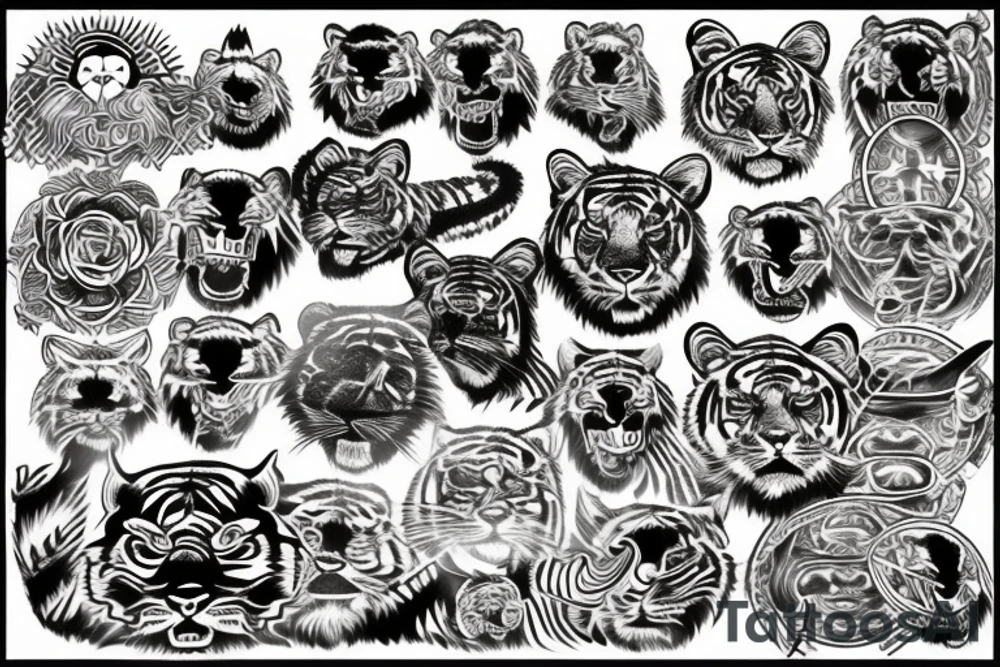 Tiger sun tattoo idea