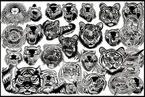 Tiger sun tattoo idea