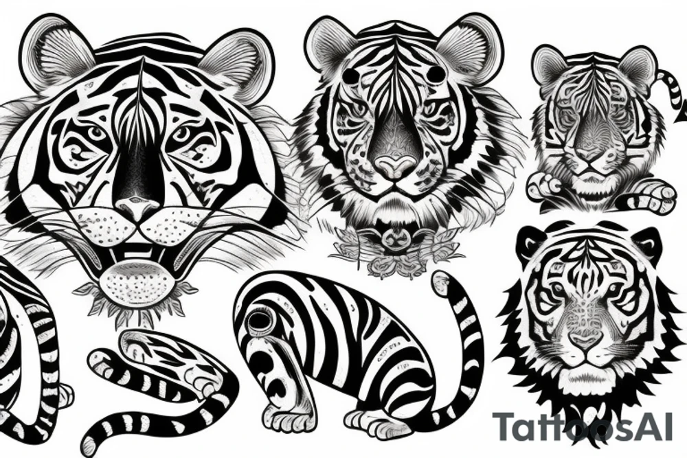 Tiger sun tattoo idea