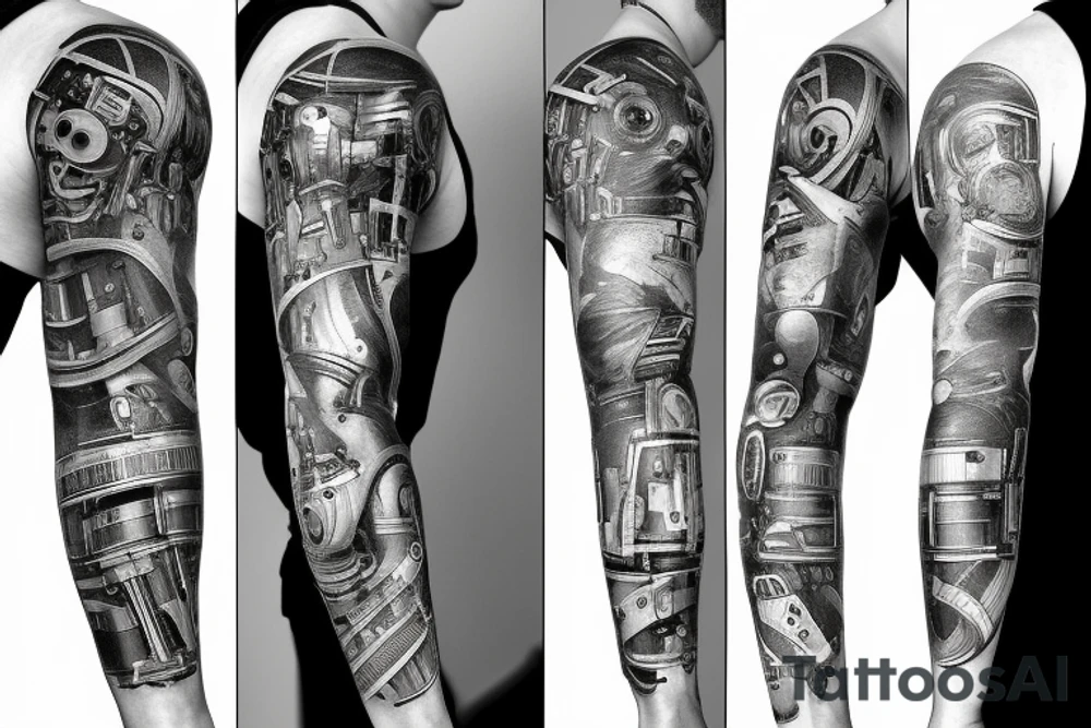 Mechanical Engineering sleeve, robotics, android, futuristic tattoo idea Mechanical Engineering sleeve, robotics, android, futuristic tattoo idea