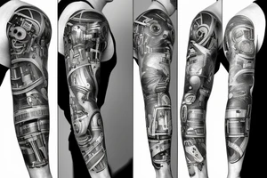 Mechanical Engineering sleeve, robotics, android, futuristic tattoo idea