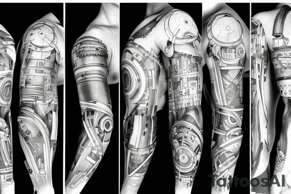 Mechanical Engineering sleeve, robotics, android, futuristic tattoo idea