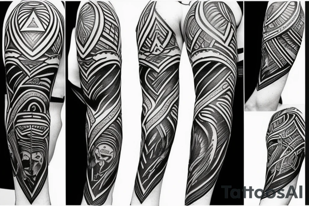 spartan warrior with mountains tattoo idea