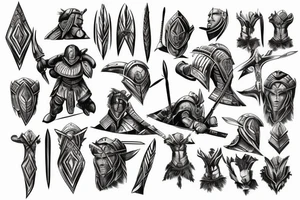 spartan warrior with mountains tattoo idea