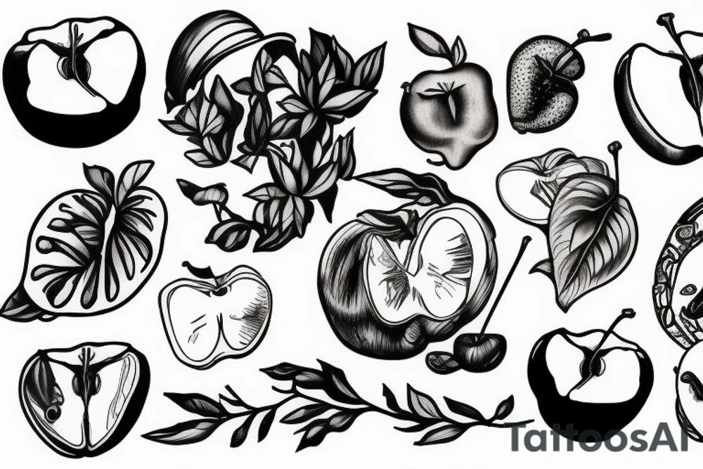 Classic David eating an apple tattoo idea