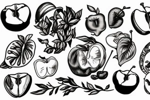 Classic David eating an apple tattoo idea