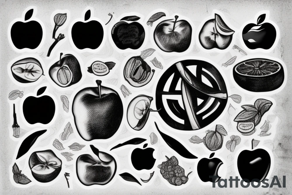 Classic David eating an apple tattoo idea