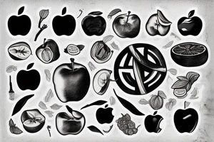 Classic David eating an apple tattoo idea