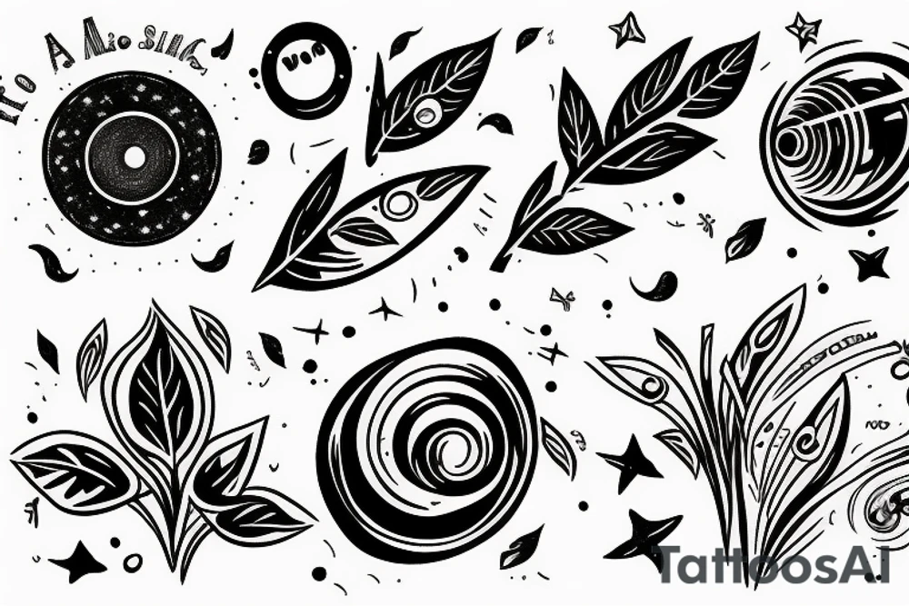 Music astronomy plant tattoo idea