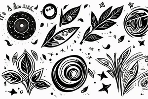 Music astronomy plant tattoo idea