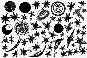 Music astronomy plant tattoo idea