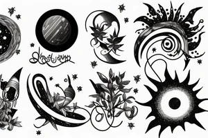 Music astronomy plant tattoo idea