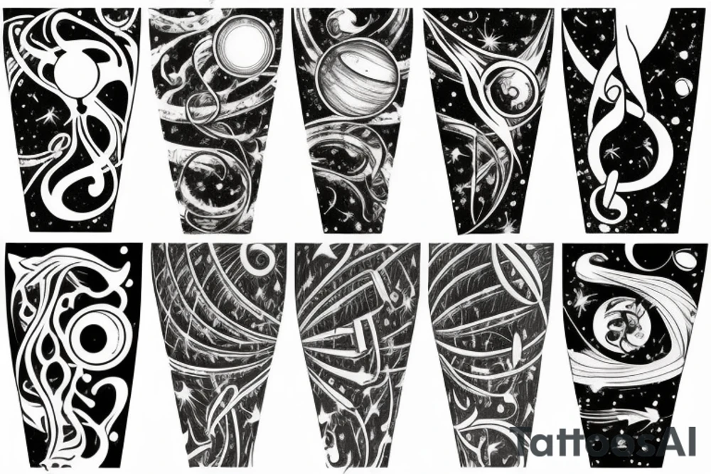 Music astronomy plant tattoo idea