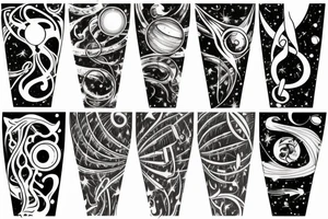 Music astronomy plant tattoo idea