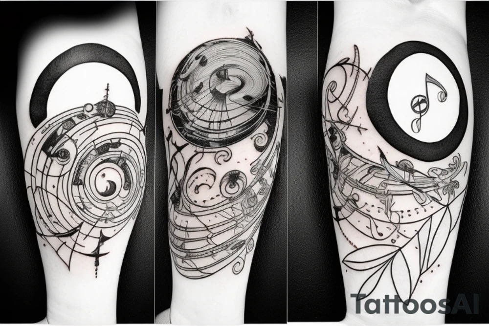 Music astronomy plant tattoo idea