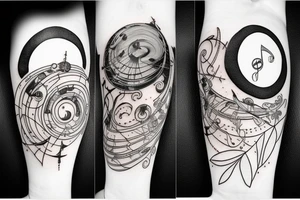 Music astronomy plant tattoo idea