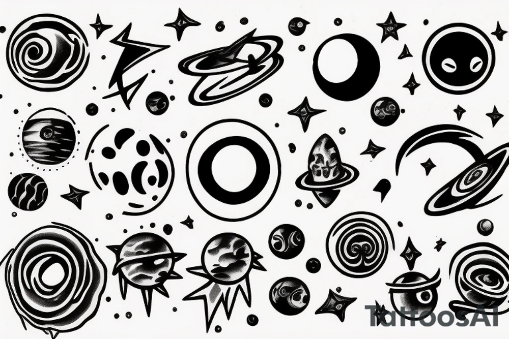 2 Planets and a black hole tattoo idea