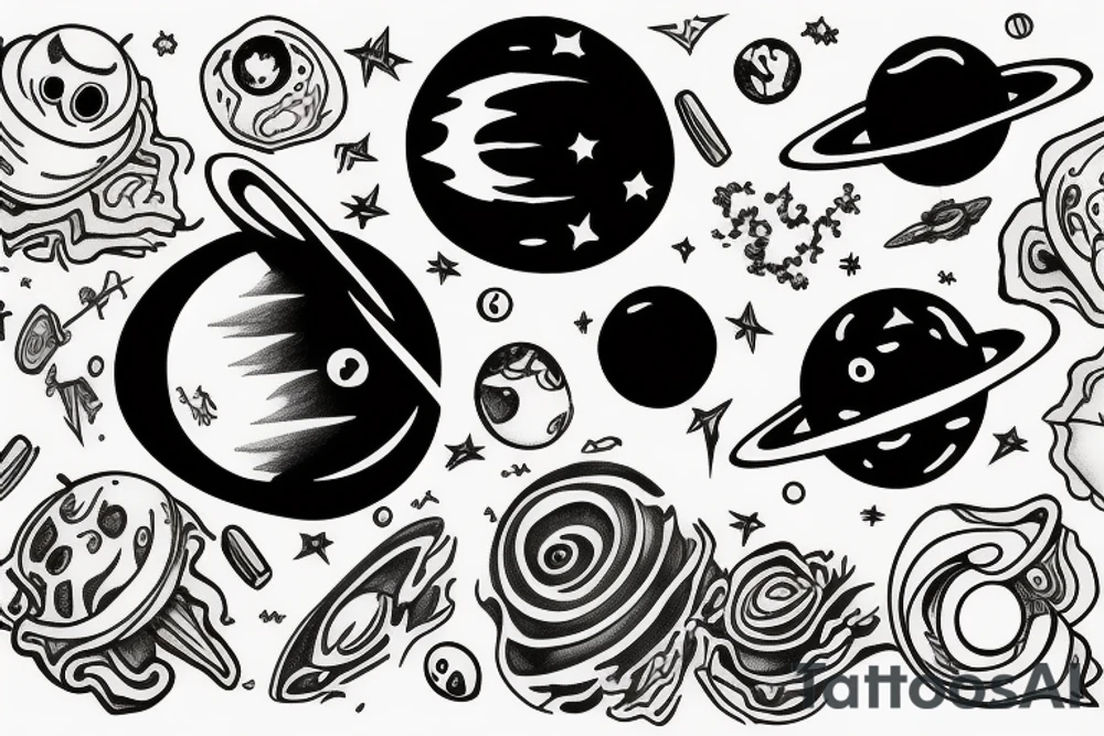 2 Planets and a black hole tattoo idea