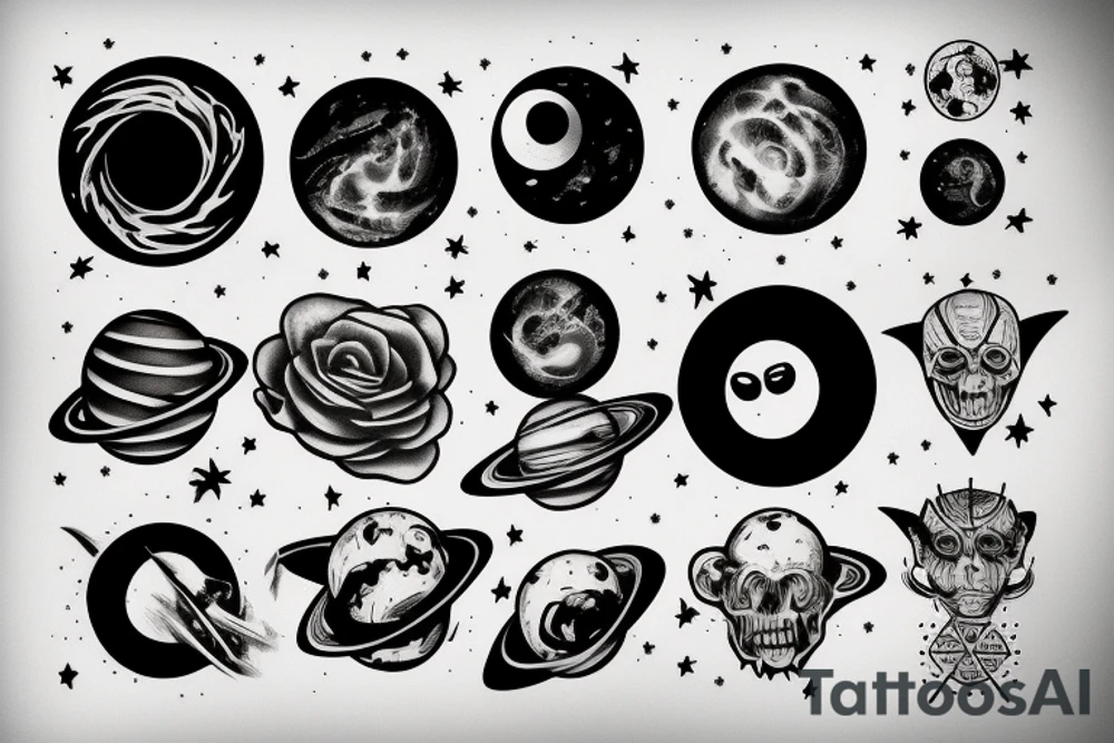 2 Planets and a black hole tattoo idea