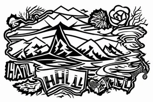 Mountain outline that spells the word HALT when looking at it upside down tattoo idea
