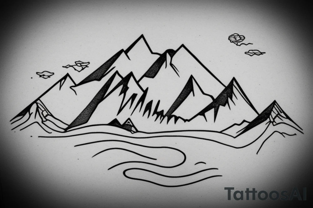 Mountain outline that spells the word HALT when looking at it upside down tattoo idea