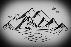 Mountain outline that spells the word HALT when looking at it upside down tattoo idea