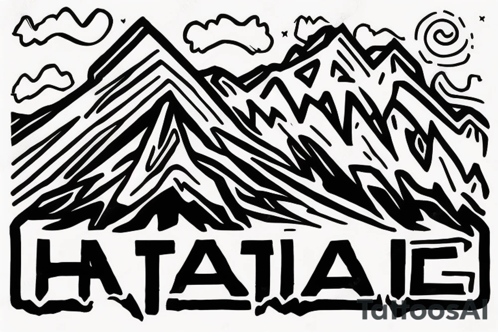 Mountain outline that spells the word HALT when looking at it upside down tattoo idea