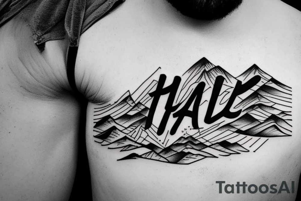 Mountain outline that spells the word HALT when looking at it upside down tattoo idea