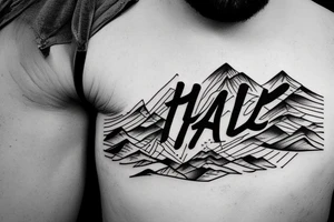 Mountain outline that spells the word HALT when looking at it upside down tattoo idea