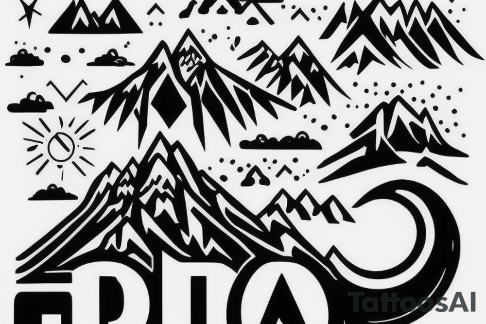 Mountain outline that spells the word HALT when looking at it upside down tattoo idea
