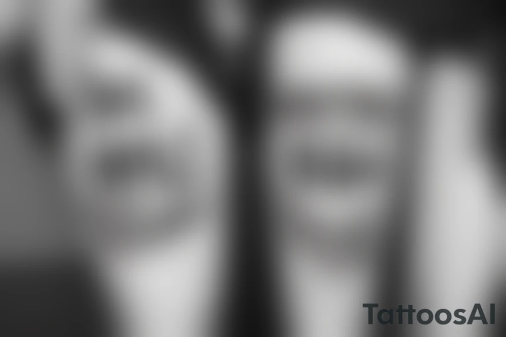 The word HALT upside down above the knee tattoo idea