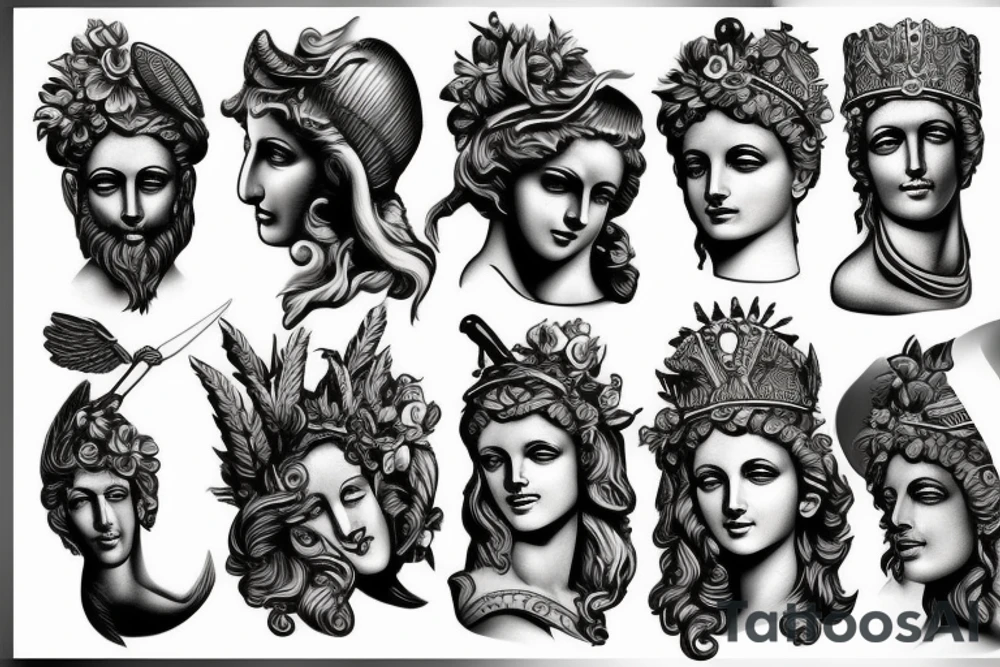 Greek god statue tattoo idea