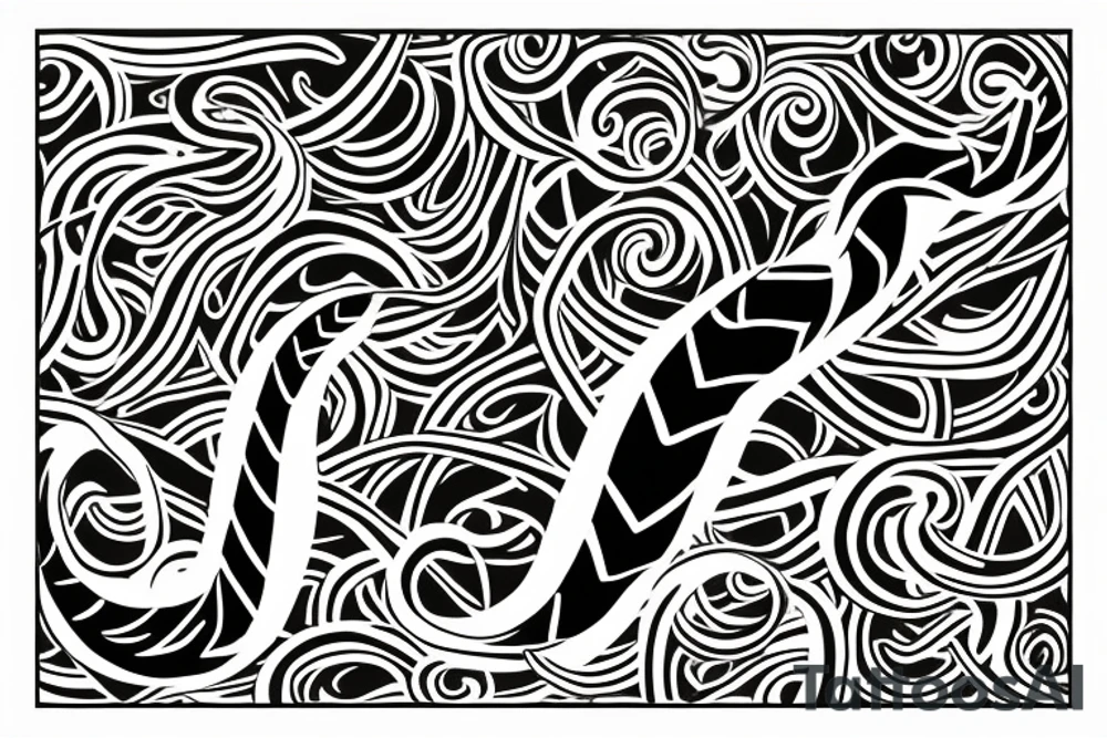 salvia divinorum leaves and vines in the shape of a serpent, tribal design on forearm tattoo idea