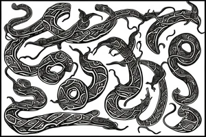 salvia divinorum leaves and vines in the shape of a serpent, tribal design on forearm tattoo idea