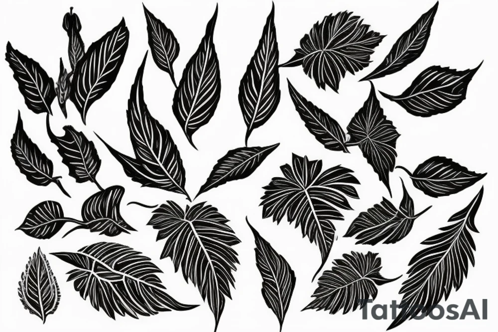 salvia divinorum leaves and vines tattoo idea