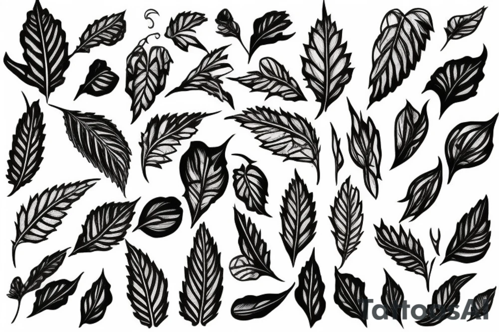 salvia divinorum leaves and vines tattoo idea
