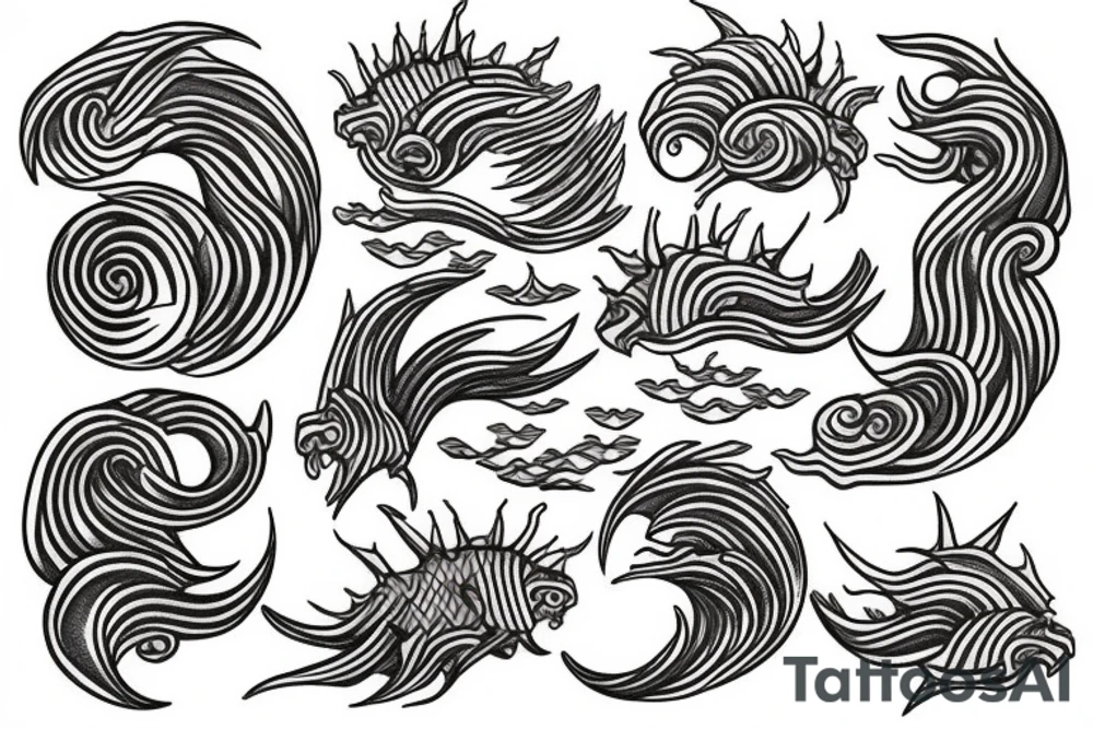 Great wave  trident tattoo idea