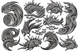 Great wave  trident tattoo idea